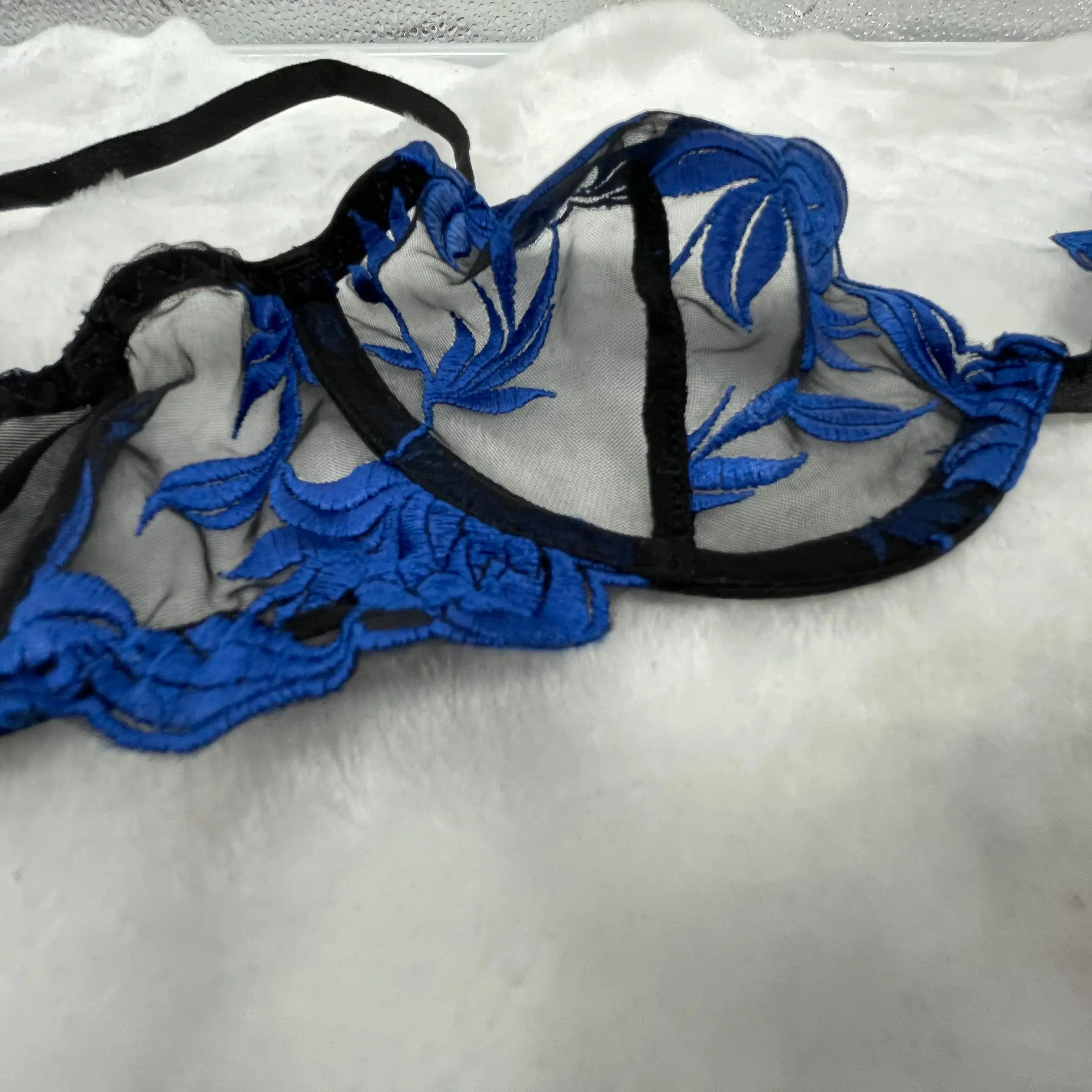 Mature Ladies Sexy Blue Lace Inner Wear Underwear Lingerie Nightwear