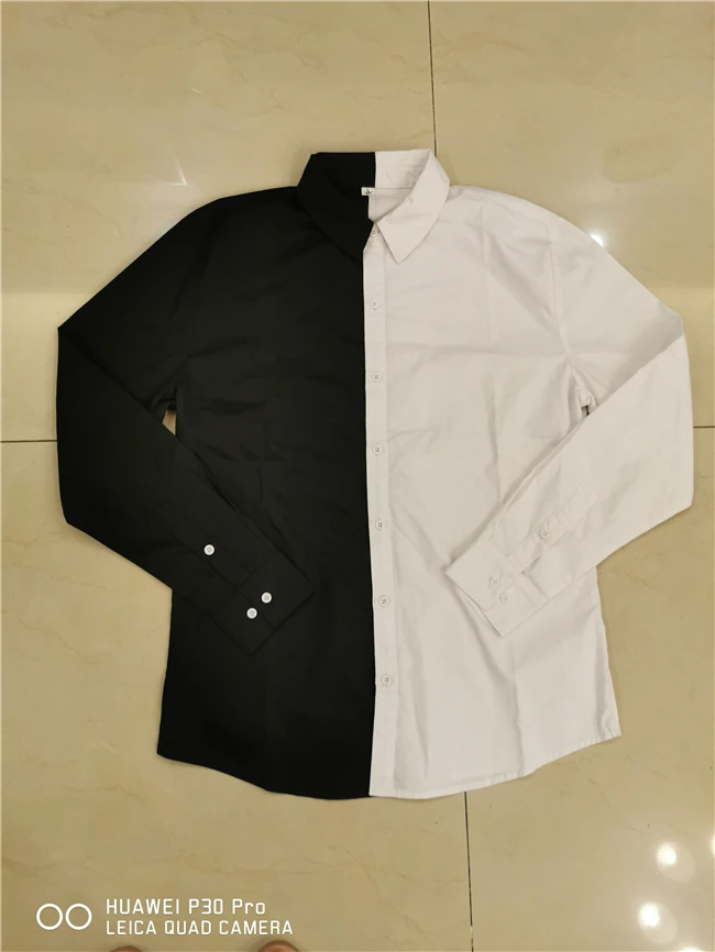 half black half white dress shirt Black & White Split T-Shirt