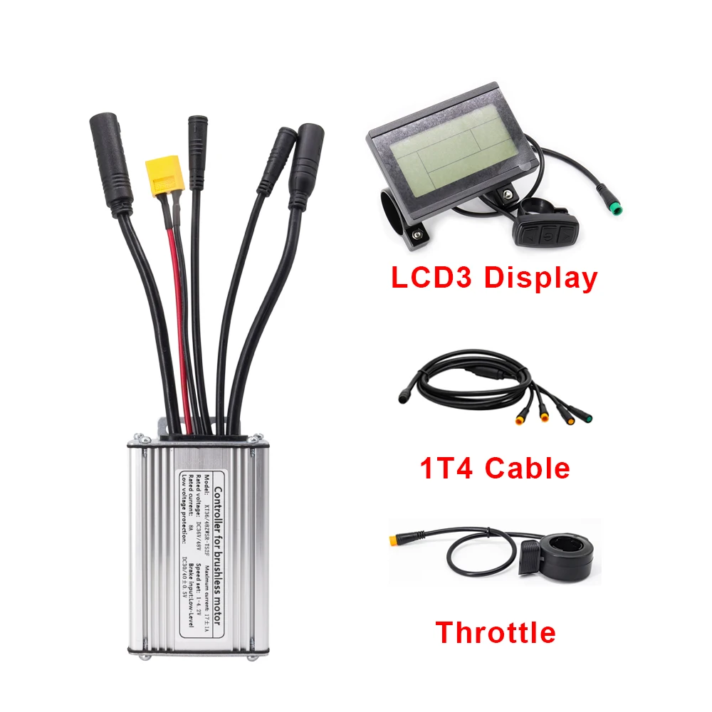 Borstelloze motorcontroller, 24V-48V waterdichte motorcontroller, LCD-schermpaneel Elektrische fiets Scooter Borstelloze controller Kit(36V/48V 350W