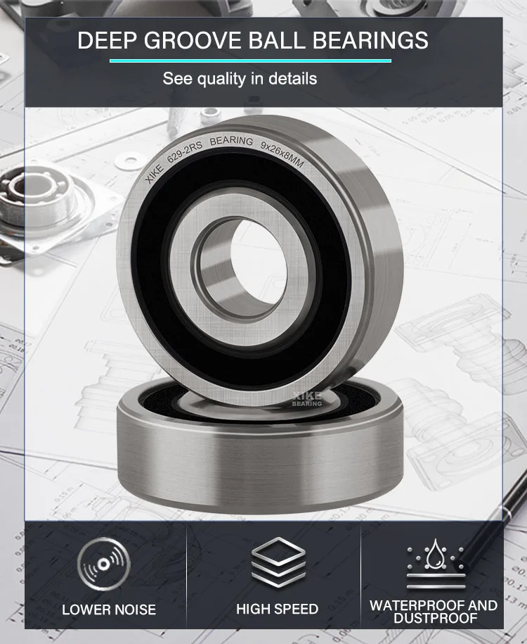 Double Rubber Seal 629 2rs 9x26x8mm Deep Groove Ball Bearing - Buy 629 ...