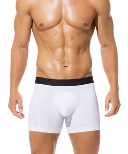 Breathable Underwear Ice Silk Nylon Camouflage Elastic Waistband Men's Long Boxer Briefs for Business and Daily Wear