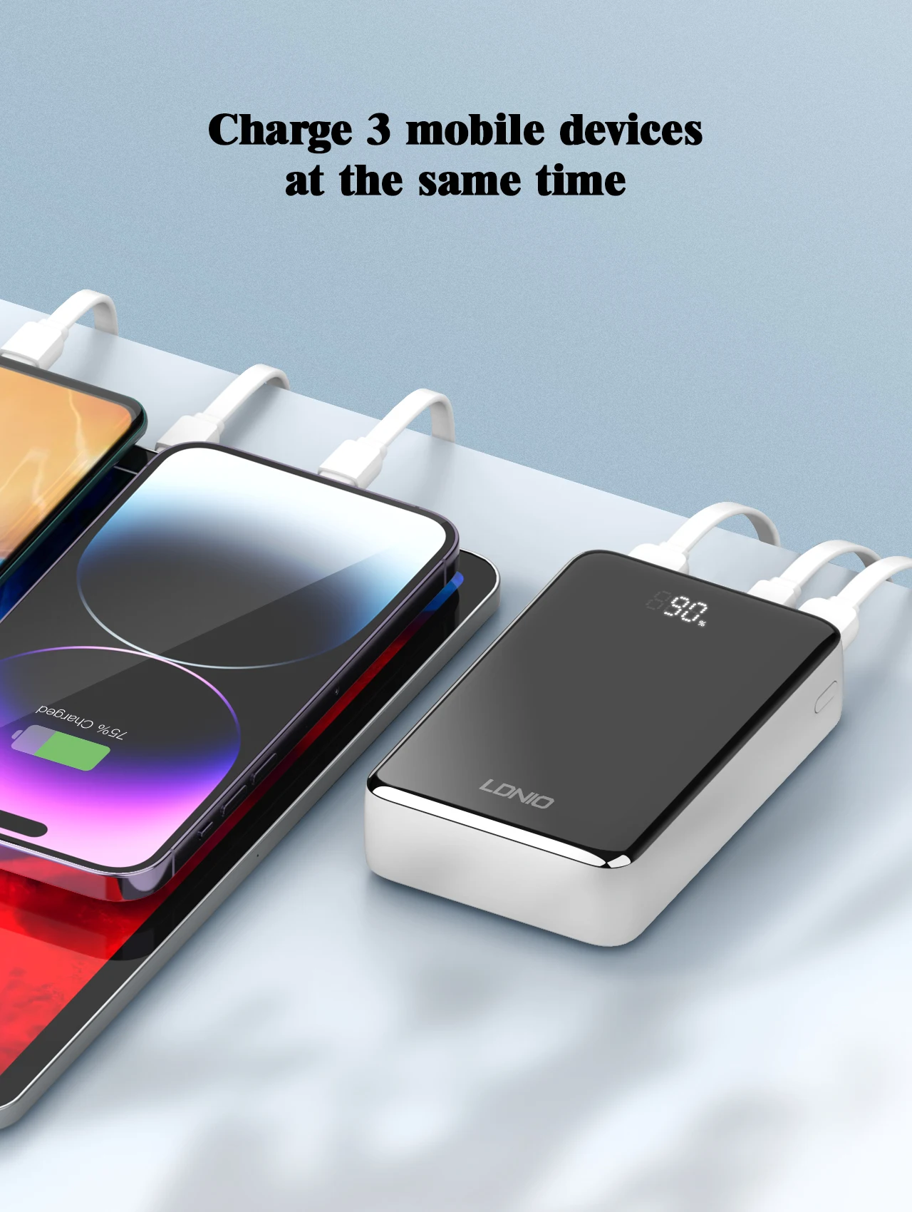 LDNIO 20000mAh Fast Charger Power Bank for iPhone 14/13 Pro Max - Quick ...