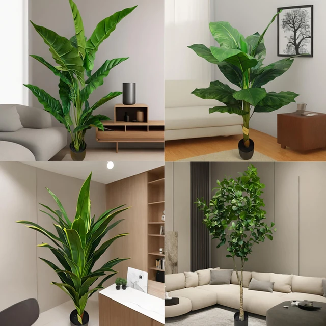 plastic ficus big green olive palm banana bonsai ficus coconut lemon asian indoor bonsai garden  artificial trees outdoor decor