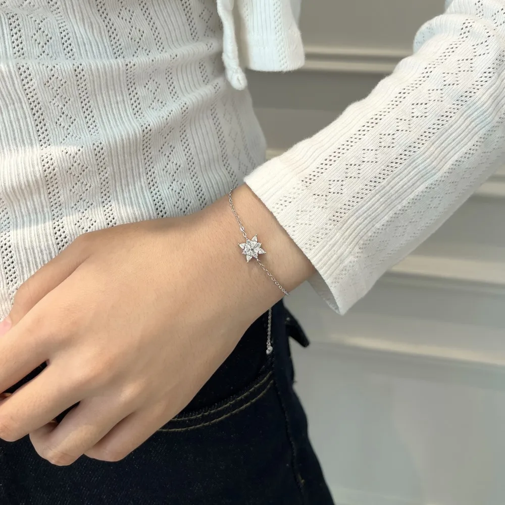 KAKODIY Fashion Design Jewelry 925 Sterling Silver Chain 5A Cubic Zirconia Snowflake Pendant Bracelet for Women Daily Wear detail 3