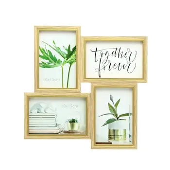 Natural Classic Style Collage Picture Frame 4 Opening Family Multi Gallery Photos Frames for Home Decoration Wall Hanging