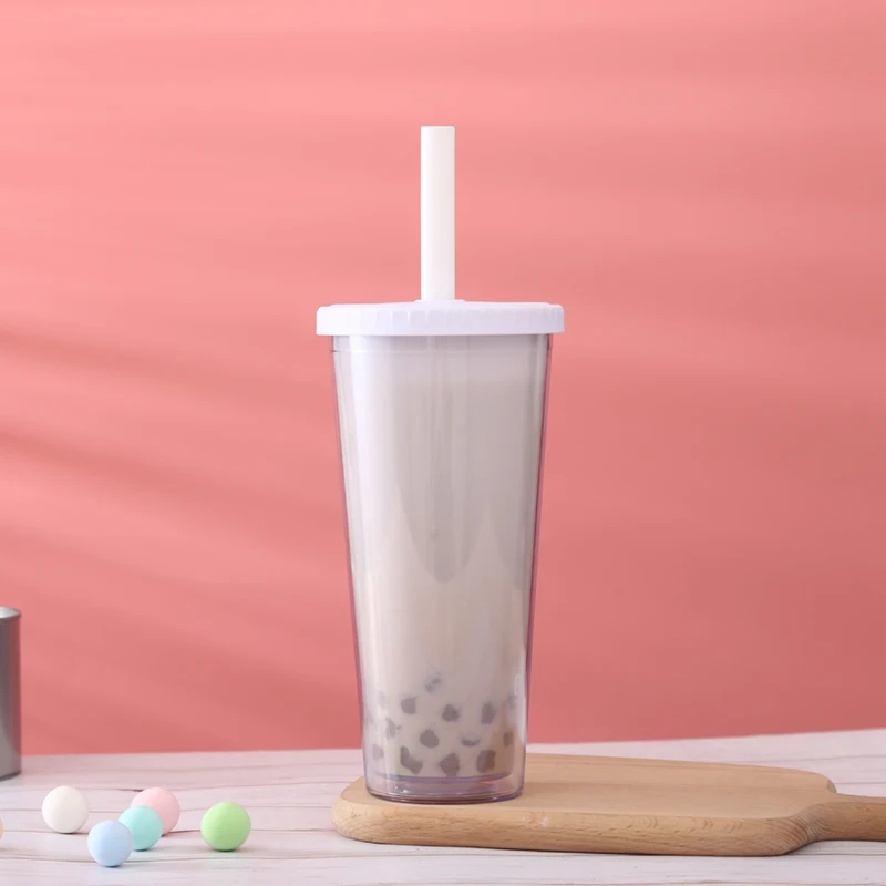 CHINA SELECTION INEEDU FOOD GRADE Plastic Reusable Bubble Tea Cups Tumblers With Fat Straw 14mm