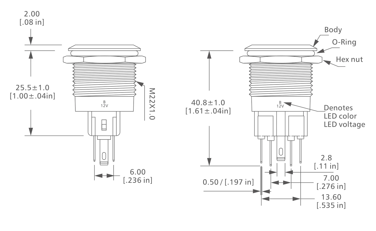 12v Stainless Steel Momentary Push Button Switch 1no1nc Pin Terminal