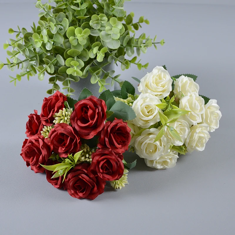 Factory Wholesale Price Artificial Rose Bouquet Silk Rose Wedding Decorative Bouquet Buy Cheap