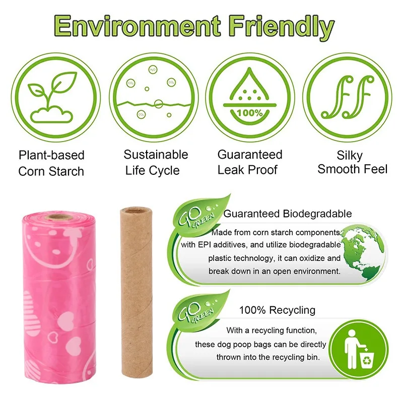 YiShang Factory Eco-Friendly Biodegradable Walker Poo Bags Transparent Plastic Compostable Dog Manure & Baby Diaper Carrier Cats