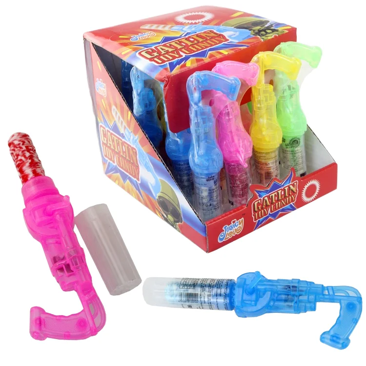 High-quality Light up Shaking Rotating Toy Candy Gatlin Pistol Toys Lollipop Candy