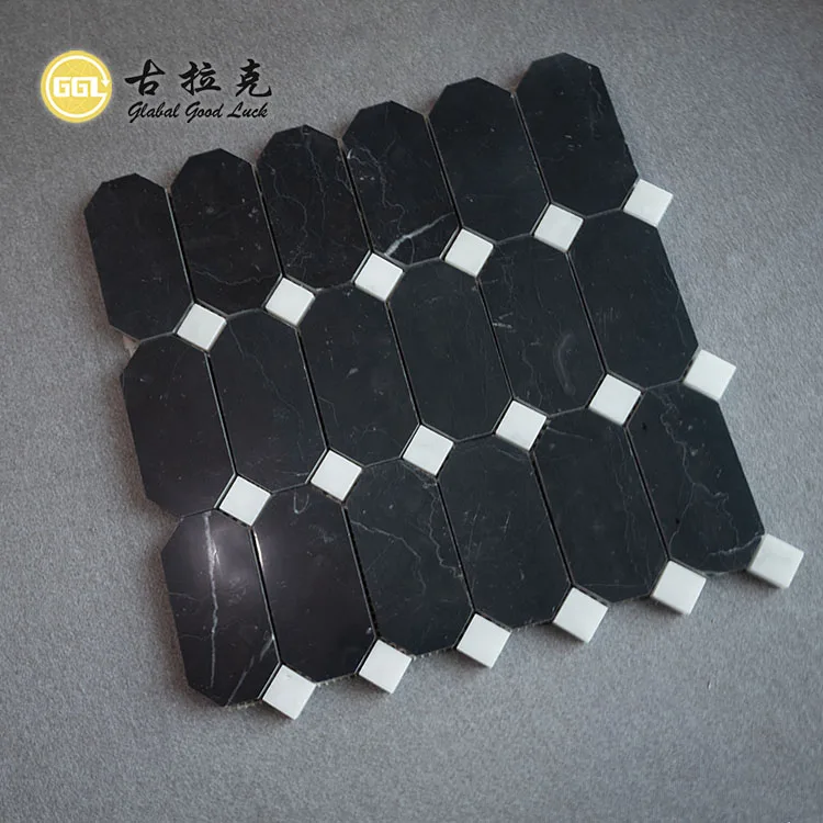 Classic Design Black Mix White Marble Mosaic Wall Floor Tiles manufacture