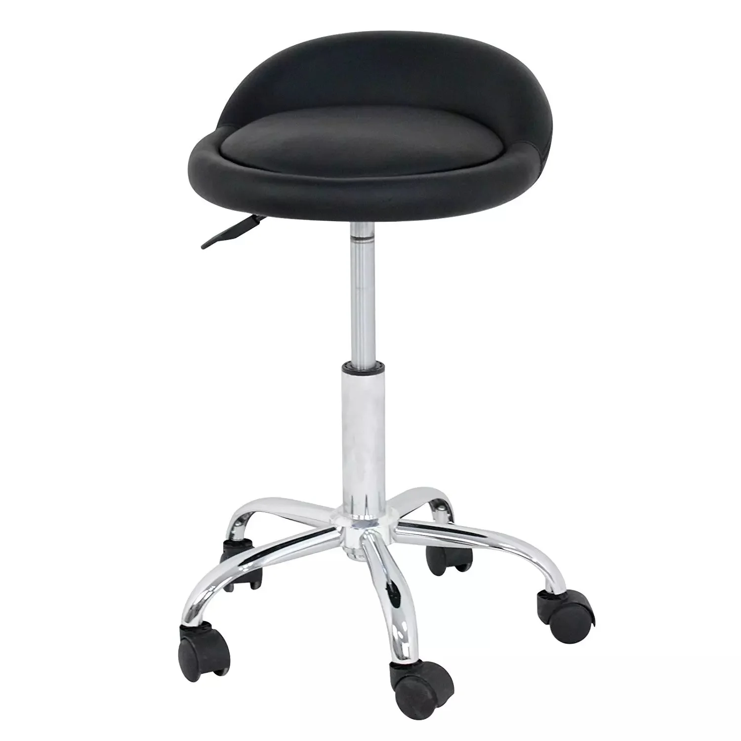 Modern Simple Short Adjustable Swivel bar Stool Chair With Pu Leather and Removable Wheel