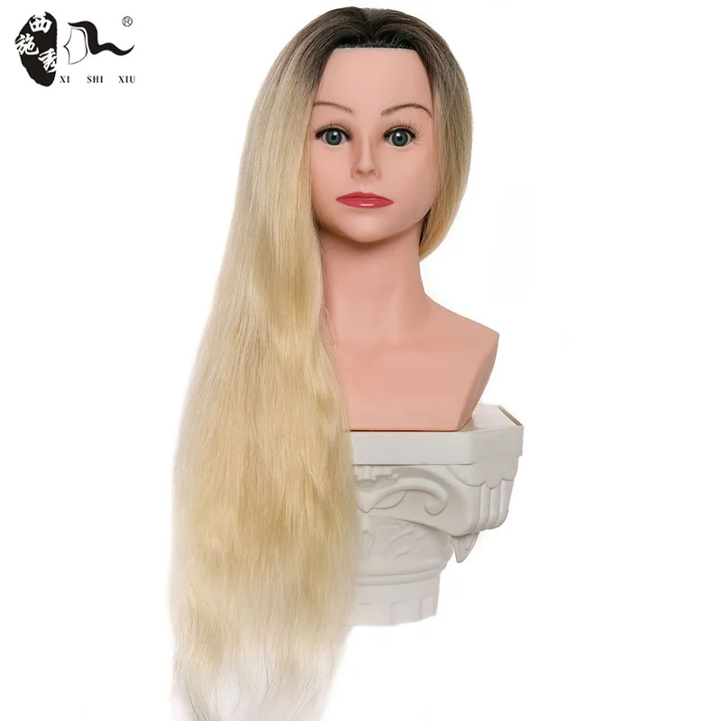 Blonde Mannequin Head With 80% Real Human Hair Long Hair - Temu