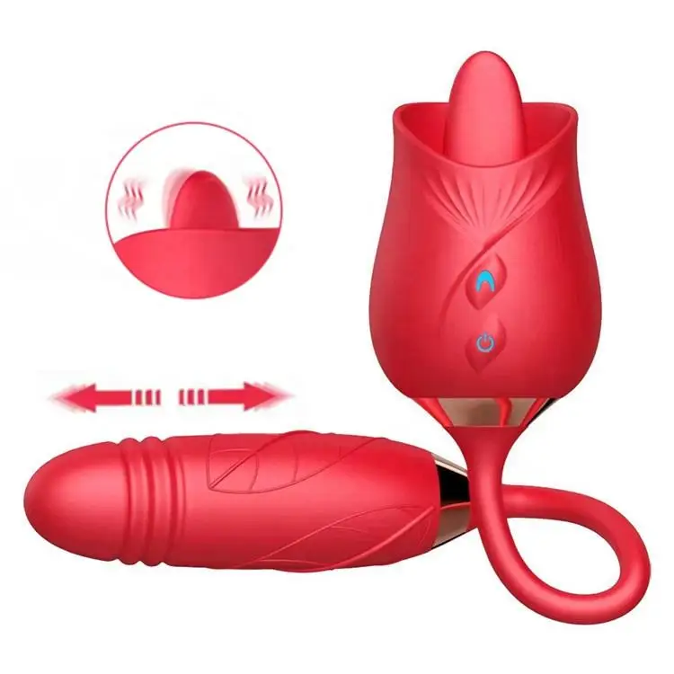 Amazon Hot Sell Rose Vibrator Sex Toy for Woman Vagina Tongue Licking  Clitoris Vibrator Stimulation Nipple and Clitoris
