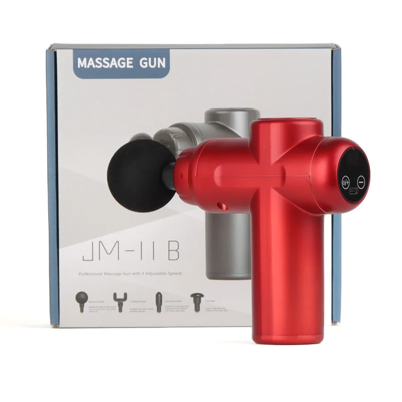 Pistola de masaje percusivo profesional mini J11B | Pantalla LCD de 32 velocidades con múltiples cabezales