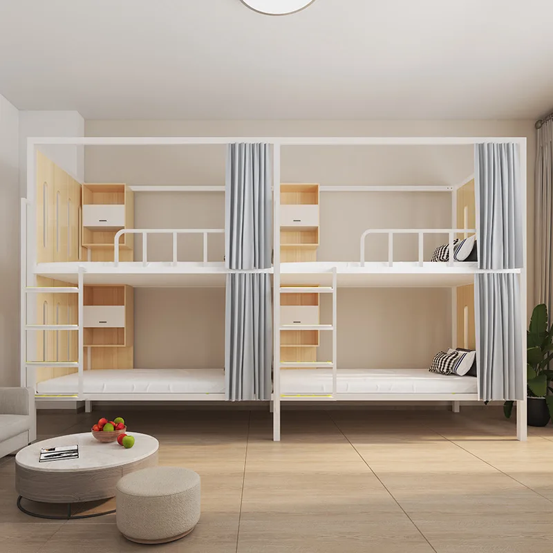 Double-Layer Durable Eco-Friendly Space Capsule Dormitory Bunk Bed Iron Metal Frame School Apartment Furniture