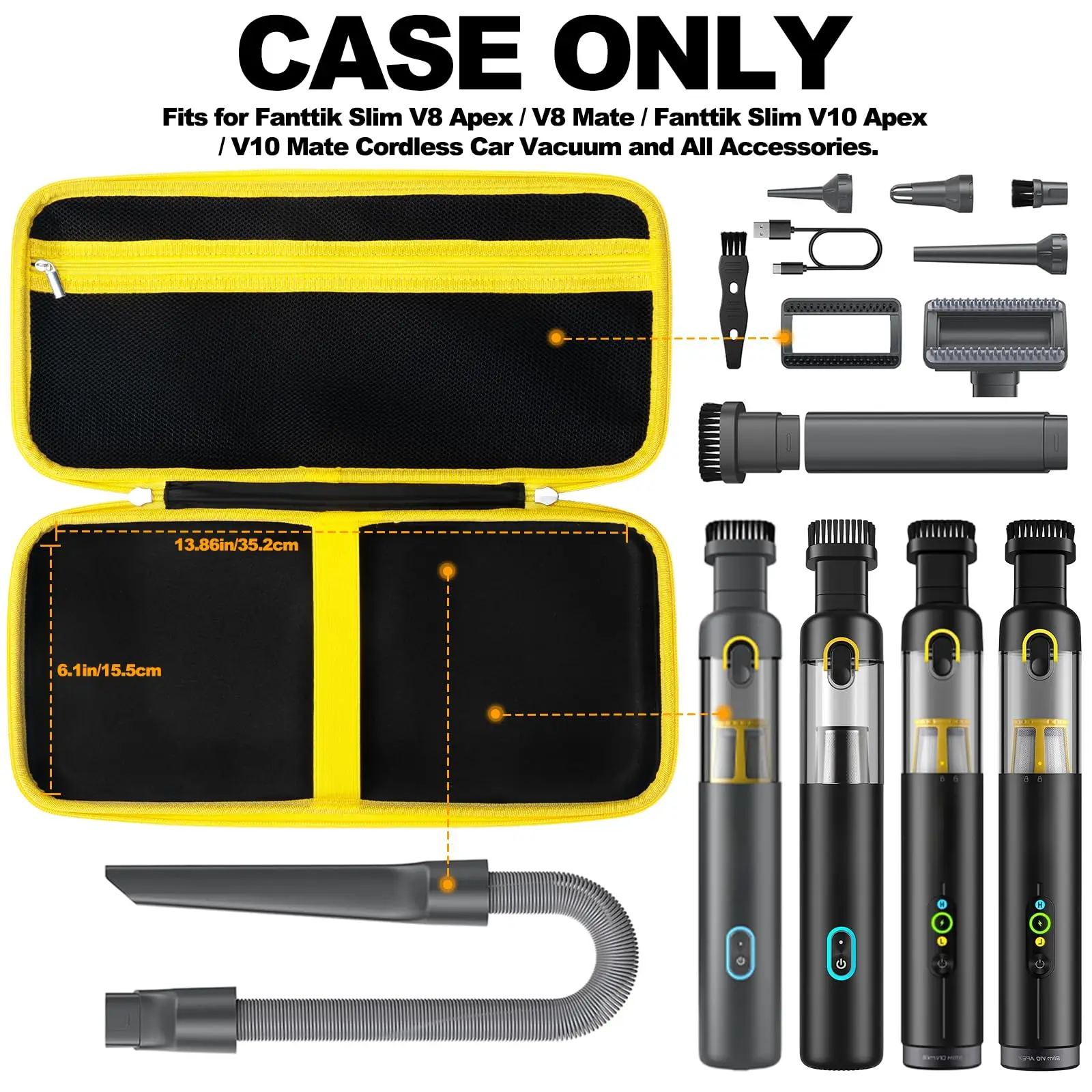 Aenllosi Hard Storage Case for Fanttik Slim V8 Apex/Mate Car Vacuum