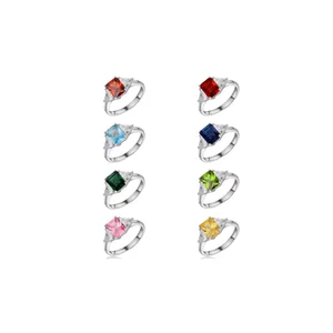 Keiyue 2026 Women's Square Zircon Ring Simple Fashion Personality Rainbow Gemstone 925 Silver Plated Copper Jewelry Party