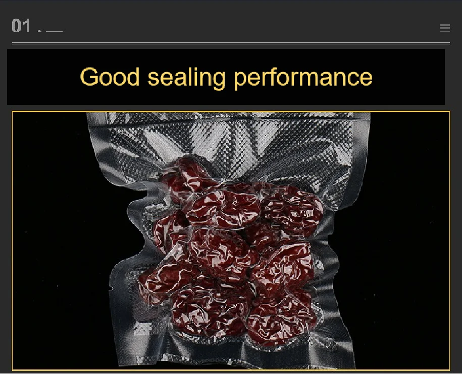 Pattern Vacuum Bag for Household Cooked Food Preservation, sealed Plastic Compressed Food Grade Packaging Bag