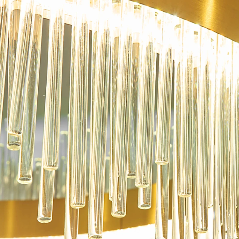 Simple Creative Type Design Balcony Silver Crystal Led Chandelier Pendant Light