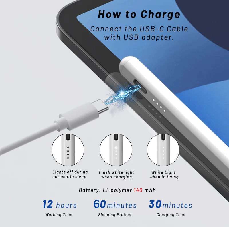 Rexiao 2021 новая функция наклона высокой точности 4 светодиодный световой индикатор металла ладони отказ от стилус для сенсорного экрана, карандаш для планшет