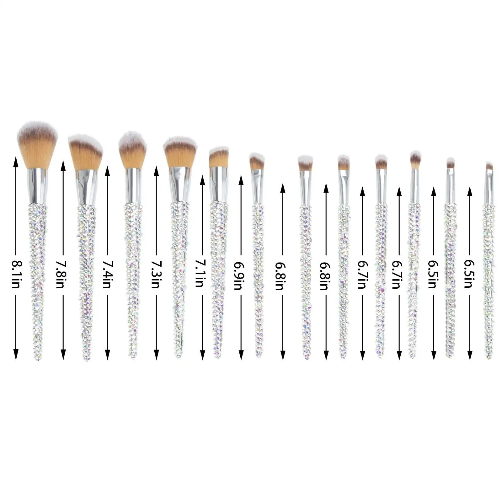 12pcs Custom Logo Diamond Buling Makeup Brush Set Colorful Fancy Rhinestone Unique Personality Gift Makeup Brush Set