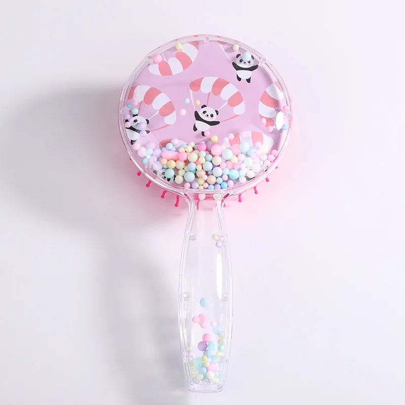 BELLEWORLD Round Shaped pink Rabbit unicorn Transparent Hair Brushes airbag  Hair Combs Girls Hair Brush for Baby Handle Comb