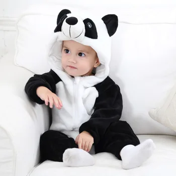 2022 New Autumn Winter Newborn Clothes Boys' Girls' Baby Flannel Animal Hooded Jumpsuit Romper