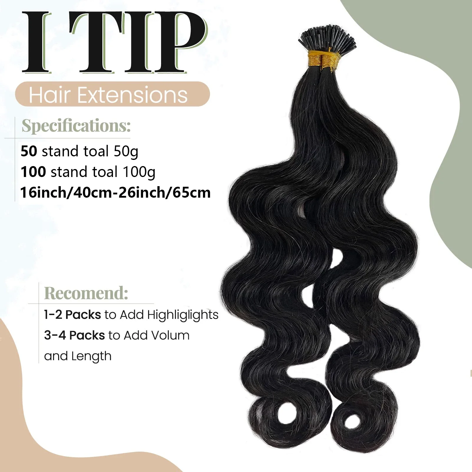 Body Wave I Tip Microlinks Human Hair Extensions for Women Natural Color Brazilian Hair Pre Bonded 1g/strand 16-26inch_voghion.com