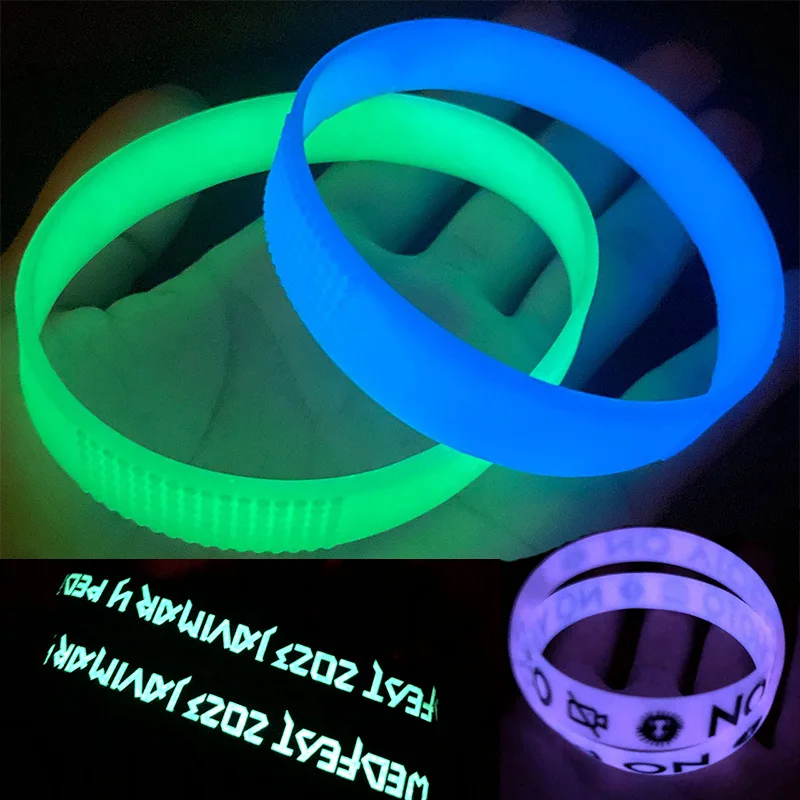 Cheapest Custom Print Debossed logo Text Color Size Glowing in the Dark Silicone Bracelet