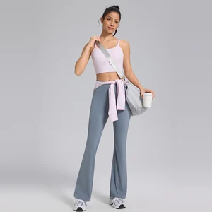 Manufacturers Custom Activewear Yoga Sets Fitness Women Two Piece Sports Bra Set Yoga Women Flared Gym Legging Pants Workout Set