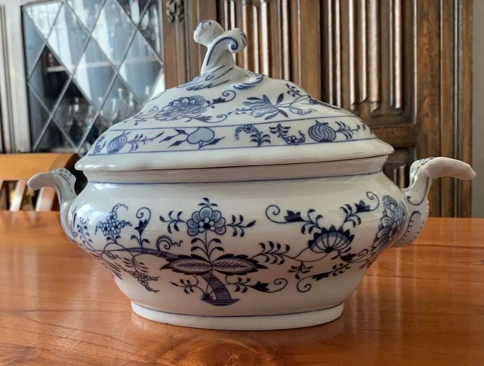 Burriera In Ceramica Con Coperchio - Contenitore Per Burro, Mantiene Morbido Senza Frigo, Bianco/Blu
