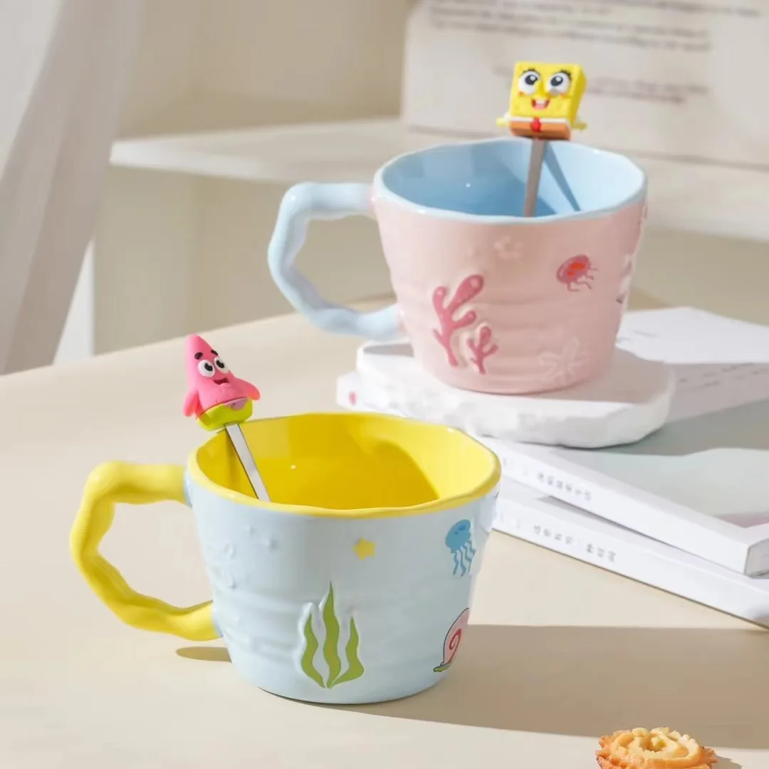 Creative SpongeBob Pie Big Star Ceramic Mug Large Capacity Gift Cartoon Relief Drinking Mug