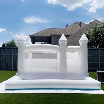 16.4 ft white bounce house commercial inflatable bouncing castle with slides party rental equipment for events