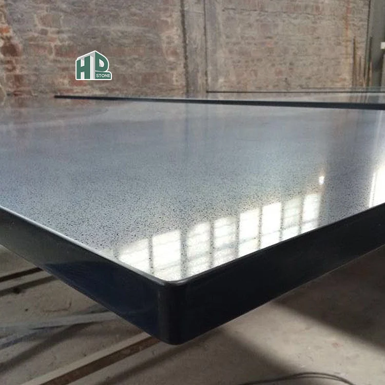 HD Stone Artificial Kitchen Countertop Slab Tile Absolute Pure Marble Galaxy Stellar Black Stone Quartz