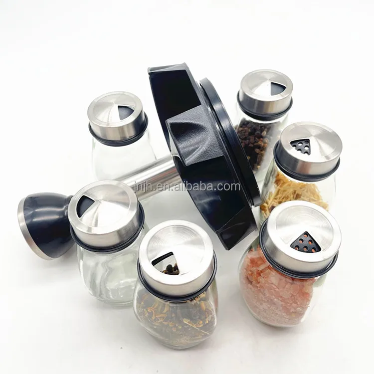 6 Pieces Set Revolving Spice Rack Rotating Herb and Spice Countertop Spice Organizer