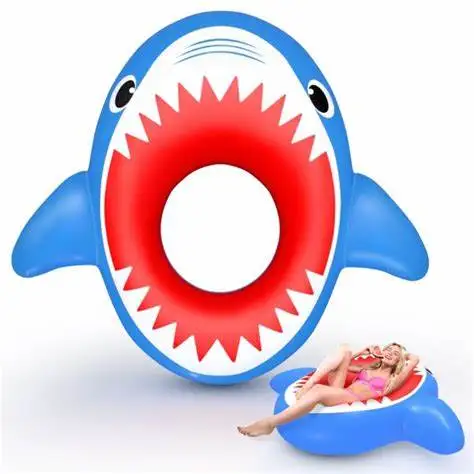 Summer Pool Party Swim Fun Promotion Inflatable Shark Mouth Pattern Pool  Float Swimming Ring