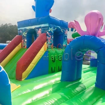 High Quality Inflatable Castle for Kids Ocean Theme Bounce House With Slide Bouncy Castle for Outdoor Play