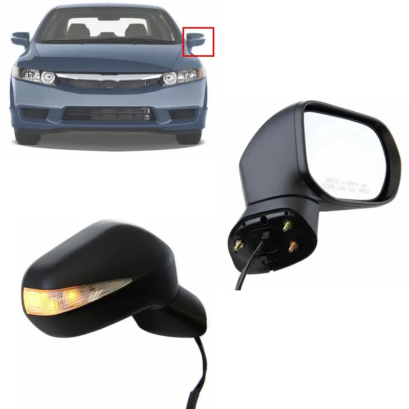 5 lines wires power electrical heated turn signal rearview side door mirror for HONDA CIVIC sedan 2006 2007 2009-2011