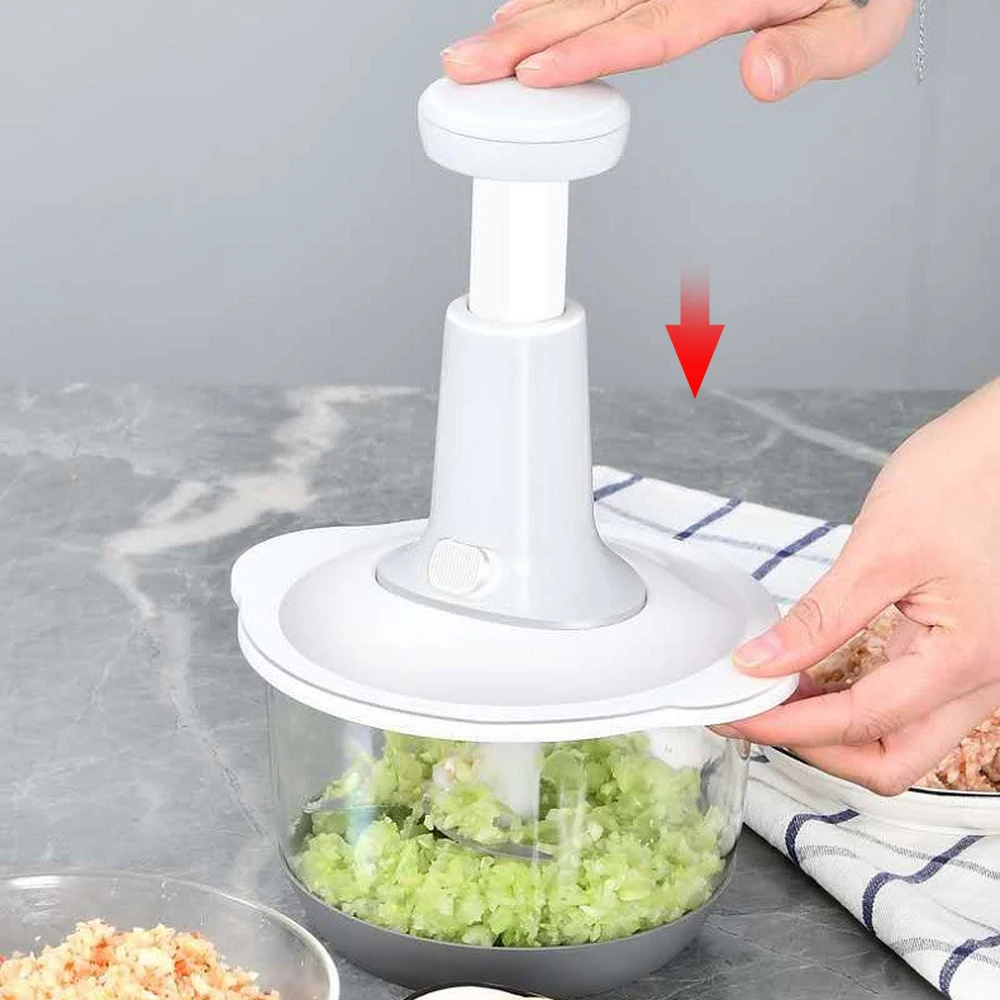 Manual Food Processor Vegetable Chopper Meat Grinder Meat Blender Hand  Crank Mixer (random Color)