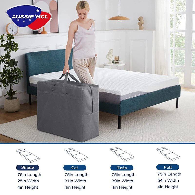 Foldable High Density Rebonded Foam Mattress Topper Cover Tri-fold ...