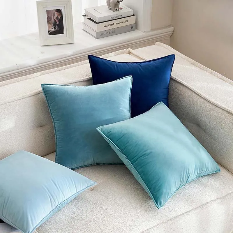 Blue Velvet Blue Decorative Pillows For Bedroom Home Decorative
