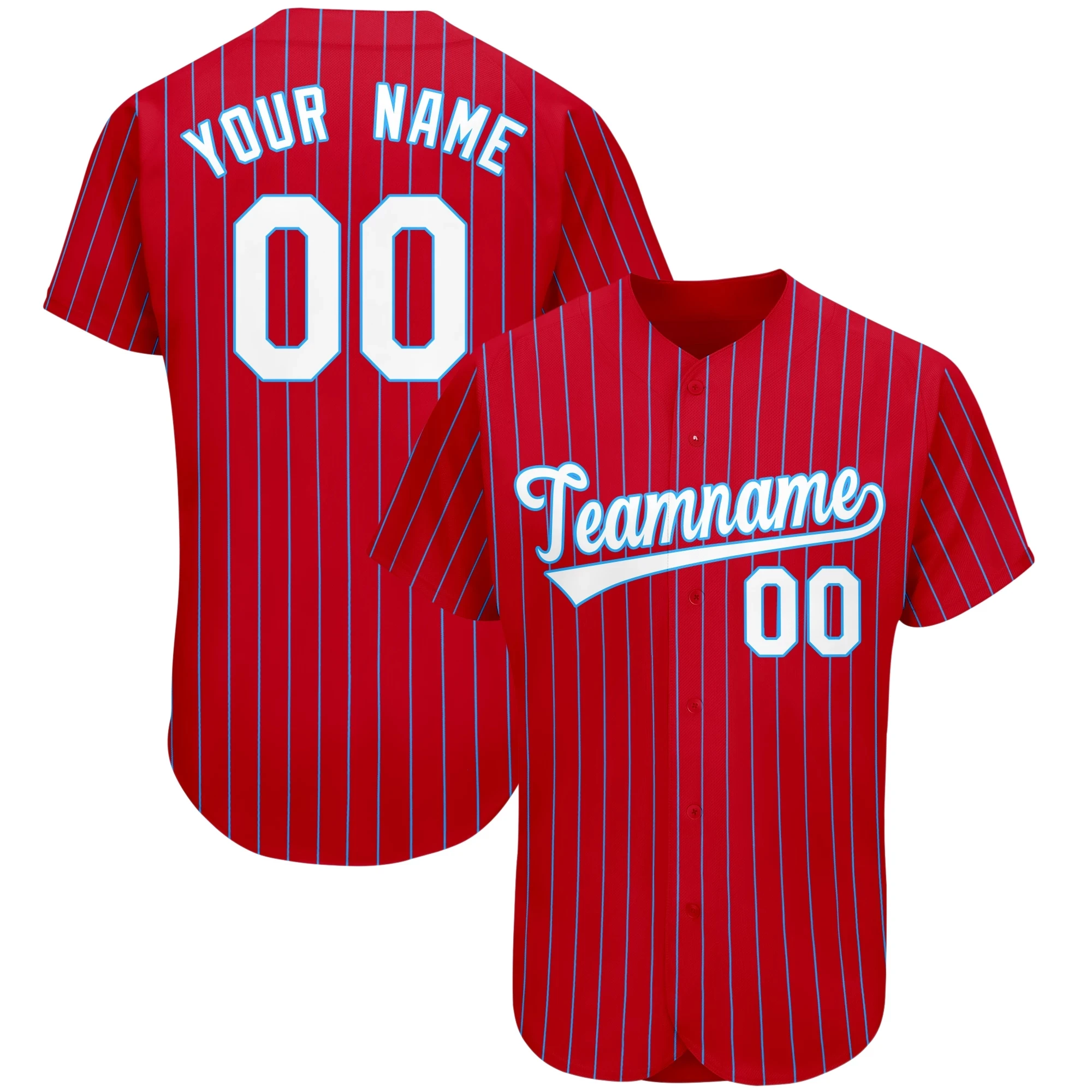 Custom Pinstripe Baseball Jersey Button Down Shirt Printed or Personalized Name Number for