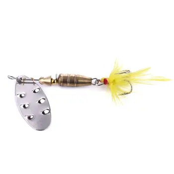 Wholesale SP053 6.8cm 7.4g Artificial Metal Spinner Baits Spoon Fishing Lures with Feather Hook for Saltwater & Fly Fishing – Metal Jig – view 3