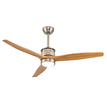 Solid wood fan blade 52 inch fan light modern ceiling fan light with LED light for living room