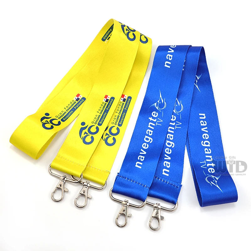 product high quality polyester lanyard with personalized logo satin keychain nylon id card rope camo hook accessory-6