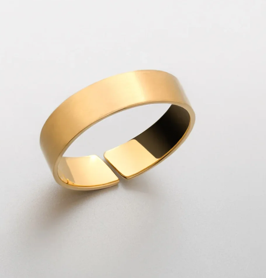 Richsteel Bague Ouverte Réglable Minimaliste | Plaqué Or Ou Noir | Acier Inoxydable 316L - Pour Homme Et Femme