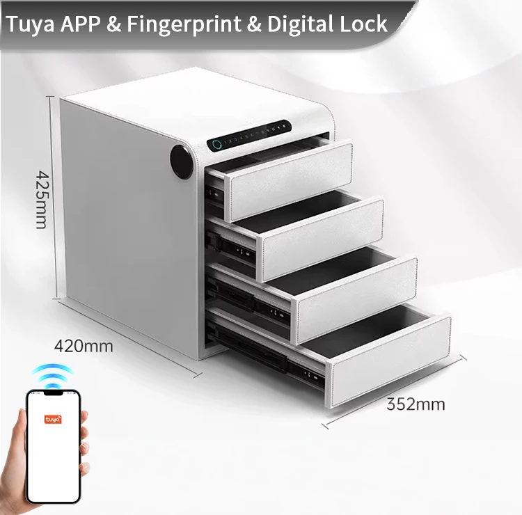 F2-4A CEQSAFE Smart Smart Furniture Secret Jewelry Money Digital Drawer Safe Box for Money with Bluetooth or WiFi and Fingerprint Lock