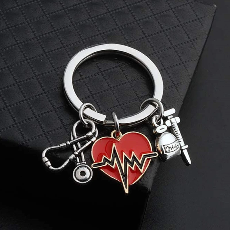 100 Models - Medical Alert Nurse Key Ring Ambulance Paramedic Gift for Doctor Cap Stethoscope Pendant Bag Accessories Key Chain