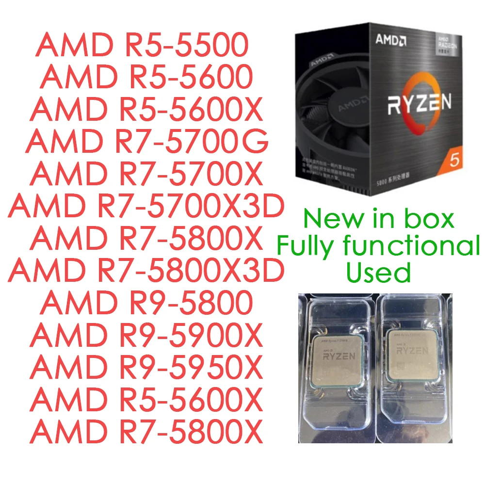 Amd Processor R5 5600x 5600g 5600 5500 R7 5700x3d 5800x R9 5900x 5950x ...